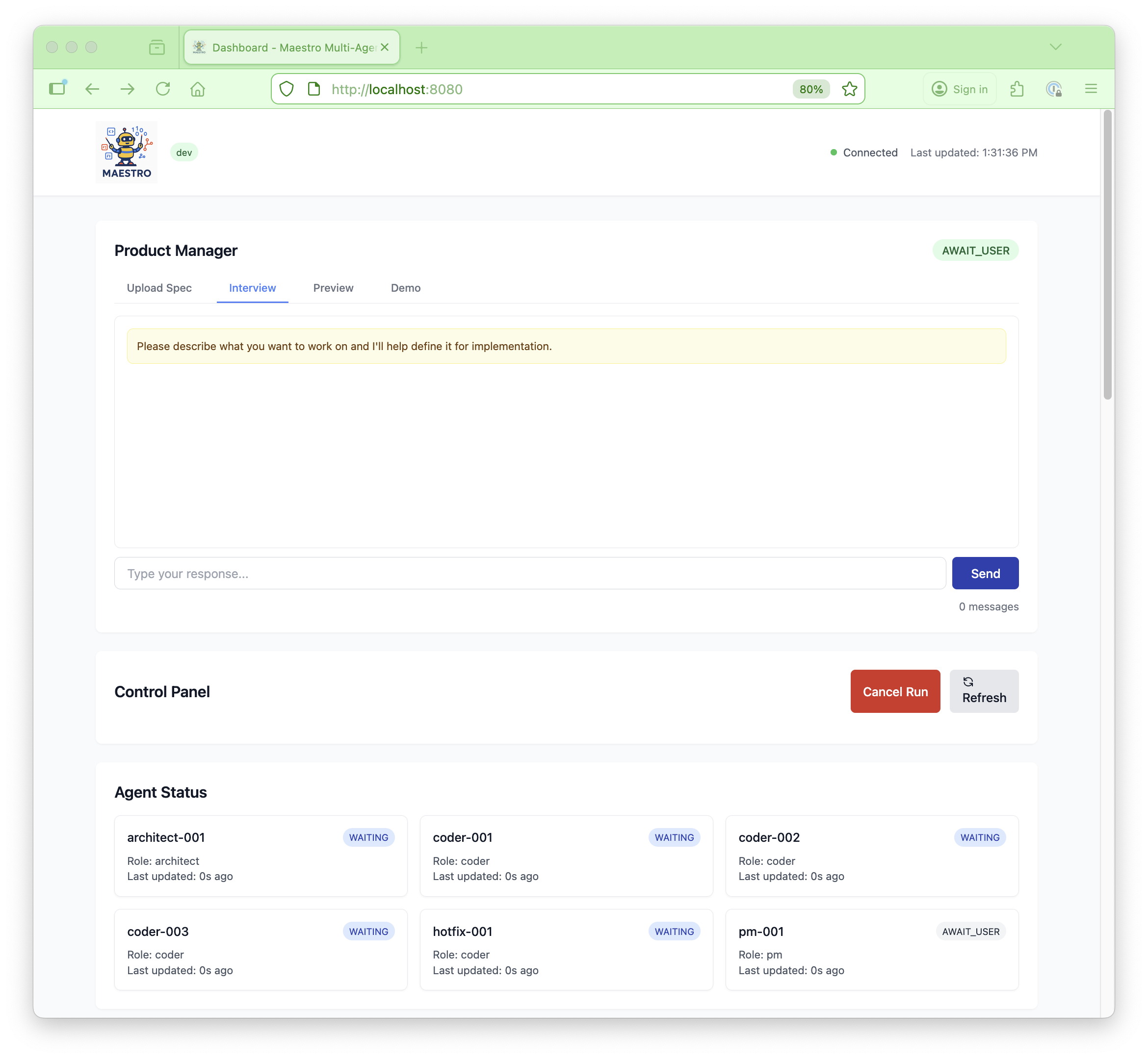 Maestro dashboard